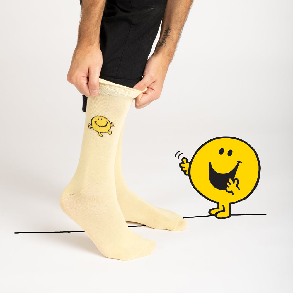 Chaussettes Monsieur Madame - monsieur heureux et personnage jaune